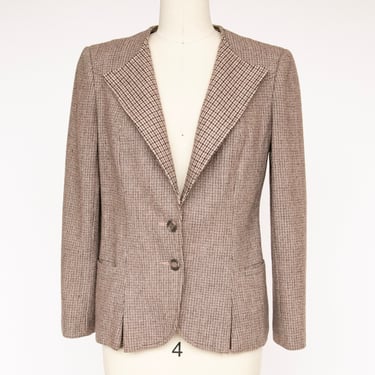 1980s Blazer Wool Jacket Brown Grey S 