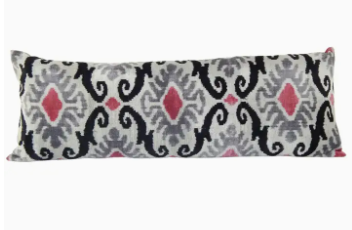 Ikat Lumbar Pillow Cover - Extra Long Silk Ikat Velvet Bench