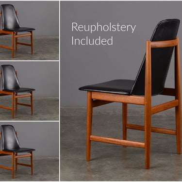 4 Vintage Danish Modern Teak Dining Chairs REUPHOLSTERY INCL. 