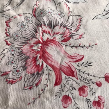 French Floral Cotton Fabric, Indienne Pattern, Chateau Decor, Historical Textiles, Sewing Period Projects 