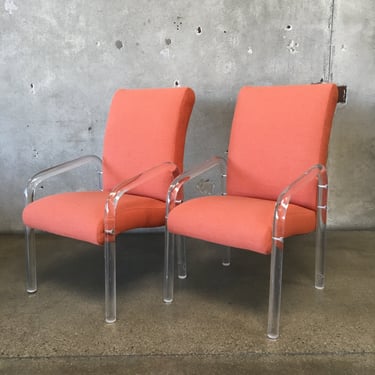 Pair of Mid Century Lucite Chairs By Lion In Frost