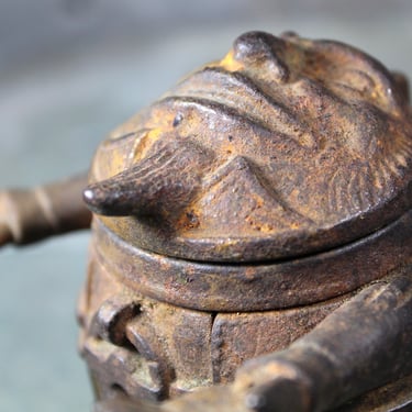 RARE! Antique Inkwell - Cast Iron Man in Barrel Ink Pot and Pen Holder | Antique Figural Ink Pot | Humpty Dumpty 