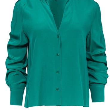 Diane von Furstenberg - Emerald Long Sleeve Button Down Blouse Sz 10