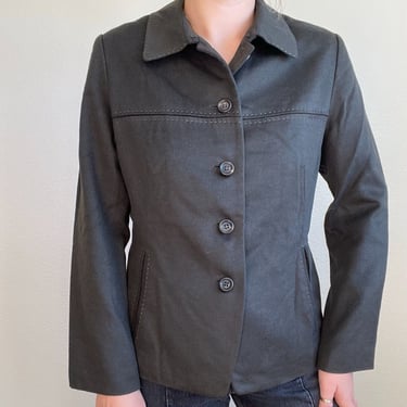 Mr & Mrs Macleod Womens Gray Minimalist Cashmere Wool Blend Shirt Jacket Sz 3 