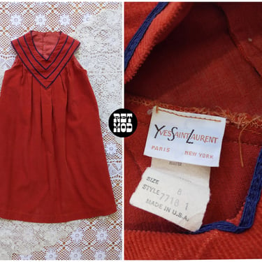 Chic YSL Vintage 70s 80s Rust Color Corduroy Tent Dress by Yves Saint Laurent 