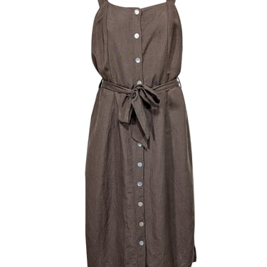 Rails - Army Green Linen Blend Belted Midi Dress Sz L