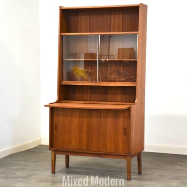 Danish Modern Teak Bookcase Secretary Desk 