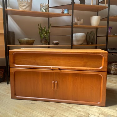 N.E. Glasdam Jensen Danish Modern Teak Cabinet, Flip Top & Tambour Doors 