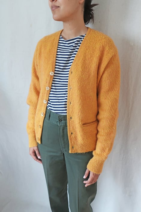 Bedwin mohair cardigan mustard - カーディガン