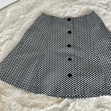 60s 70s vintage gingham skirt // vintage flared skirt // 50s retro pinup skirt // 60s checker // rockabilly swing skirt // size 8 size 10 