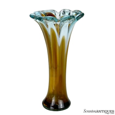 Vintage Italian Murano Butterscotch Art Glass Swung Vase