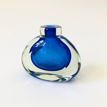 Blue Sommerso Art Glass Vase 