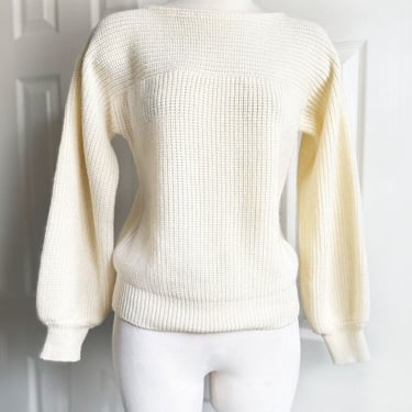 70's Vintage GAP Ivory Knit Sweater, Pullover, 1970's, 1980's, Disco, Hippie, Boho, Shirt, Top, Long Sleeve 