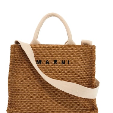 Marni Raffia-Effect Canvas Small Tote Bag Women