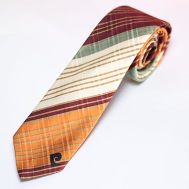 Vintage Pierre Cardin Necktie Brown Green Stripe 