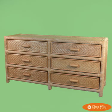 Woven Rattan and Pencil Reed Dresser