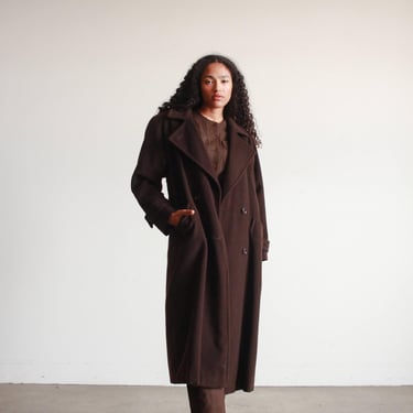 1980s Albert Nipon Chocolate Wool Coat 