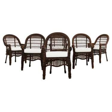 Set of Six Harbor Style Woven Resin Wicker Garden Chairs