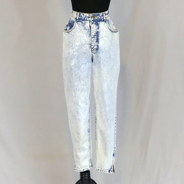 80s Gloria Vanderbilt Jeans - 28" waist - Acid Wash, Ankle Zippers, High Rise - Blue Denim Pants - Vintage 1980s - 27.5" inseam 
