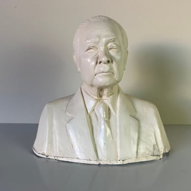 Vintage Plaster Bust Sculpture of Old Man 