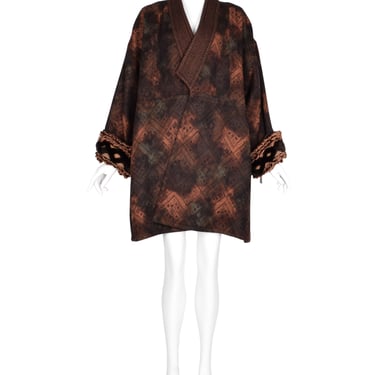 Christian Lacroix Vintage AW 1994 Autumnal Patterned Oversized Wool Coat