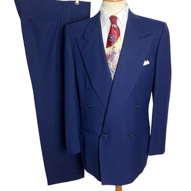 Vintage 1940s/1950s HART SCHAFFNER MARX Double-Breasted Wool 2pc Suit ~ 40 Long ~ jacket / pants ~ Talon Zipper ~ 