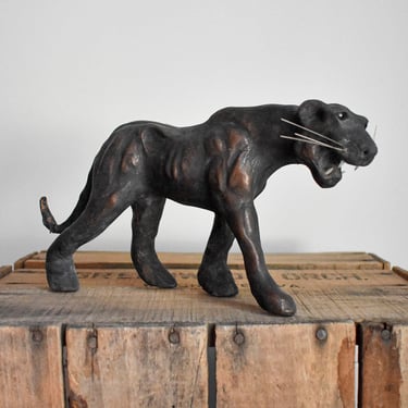 Antique Paper Mache Panther Figurine 