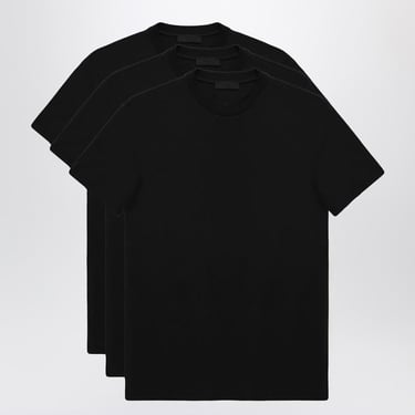 Prada Set Of Three Black Cotton T-Shirts Men