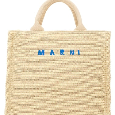 Marni Women Raffia Effect Fabric Small Tote Bag