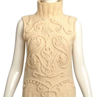 KENZO- Ivory Wool Knit Sweater Vest, Size Medium