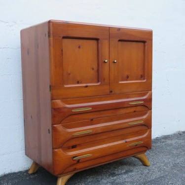 Sculptured Pine Mid Century Modern Tall Chest of Drawers 3793