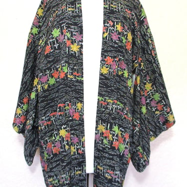 Vintage Kimono, Small, Short Kimono, Kimono Jacket, Boho Kimono, Handmade, Bamboo Print 