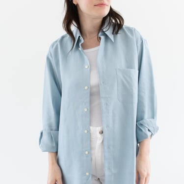 Vintage Light Blue Button up Shirt | Unisex 100 Linen Work Studio Tunic | M | 