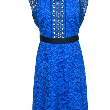 Sandro - Blue Lace Short Sleeve Dress w/ Belt Sz S