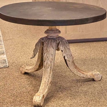 Round Rustic Metal Top Side Table