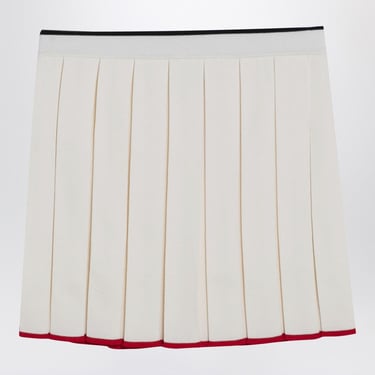 Thom Browne White Wool-Blend Pleated Mini Skirt Women