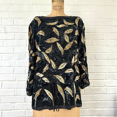 1980's Oleg Cassini Golden Sparkle Silk Top 