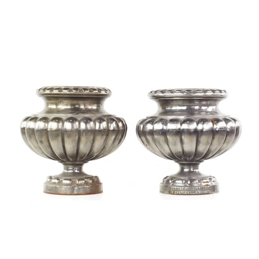 Vintage Cast Iron Urn Pots - Pair - Art Nouveau 