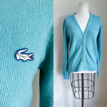 Vintage 1960s Tiffany Blue Lacoste Cardigan / men's S or women's M 