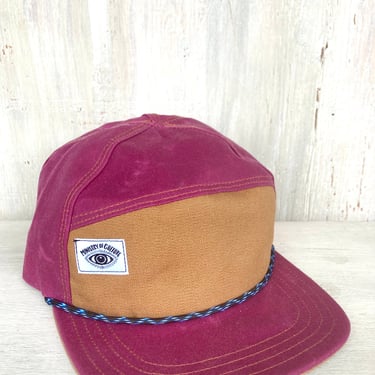 Handmade 6 Panel Hat, Triangle Front Baseball Cap, Waxed Canvas Camp Hat, Snap Back Hat, 7 Wild Berry Hat, gift for her 