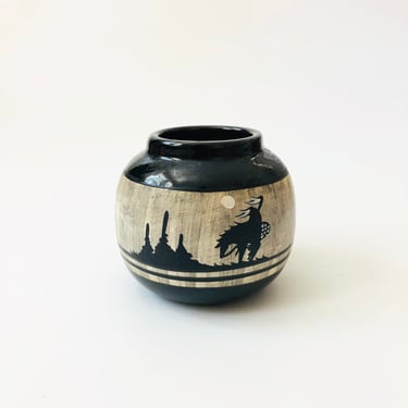Black and White Navajo Vase - Hand Painted 