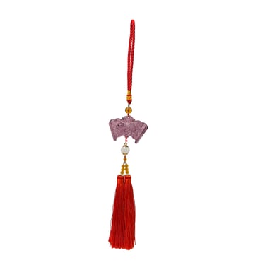 Crystal Glass Fengshui Fortune Purple Kirin Theme Gift Decor Tassel ws2173E 