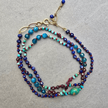 James + Jezebelle | Lapis + Ruby + Turquoise + Apatite Wrap Bracelet