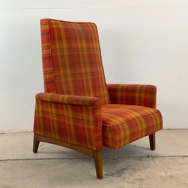 Vintage Checkered Recliner Lounge Chair 