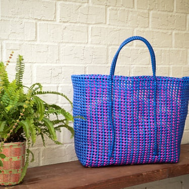 Large Market bag, Reusable Grocery bag, Beach Bag, Picnic basket, South Indian Wire Koodai - December Rose 