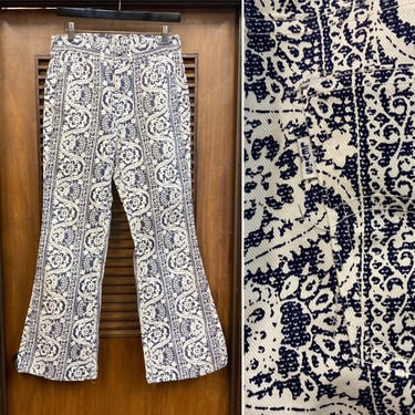 Vintage 1960’s Levi’s Big E Flare Tapestry Print Mod Glam Denim Jeans, 60’s Mod, Vintage Glam Rock, Vintage Hip Huggers, Vintage Clothing 