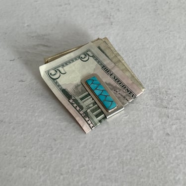 Vintage 925 Turquoise Inlay Money Clip