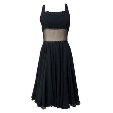 1960’s Black Sheer Midriff Little Black Dress- OLDBS