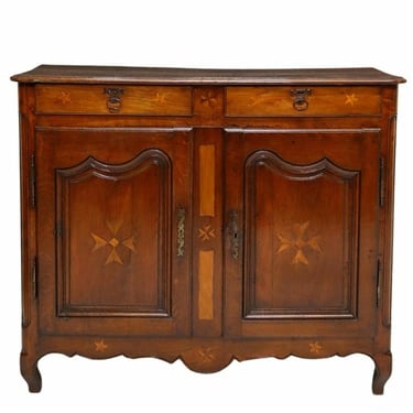 Antique Country French Provincial Louis XV Oak Marquetry Sideboard Buffet 18th / Early 19th Century 
