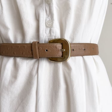 wide tan leather belt 80s 90s vintage light brown ostrich statement belt 